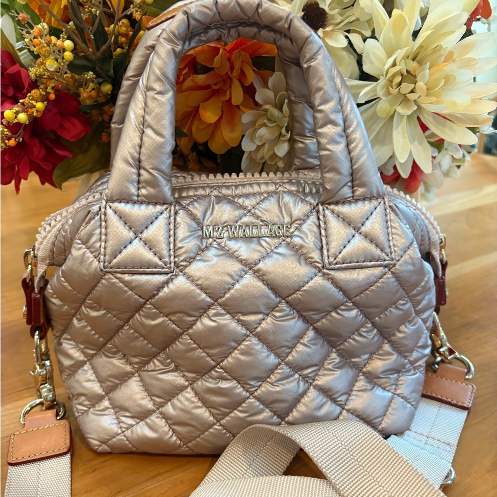 MZ Wallace Micro Sutton in Rose Gold bag purse crossbody VGUC